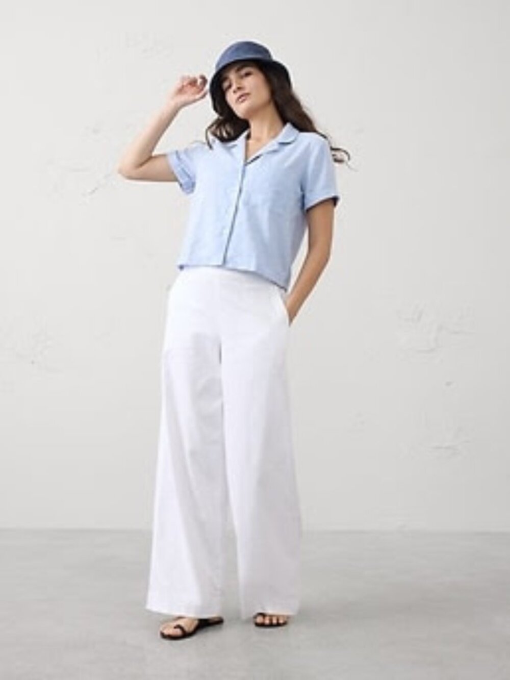 NWT Banana Republic Factory Light Blue Linen-Blend Shirt Large - Picture 6 of 6